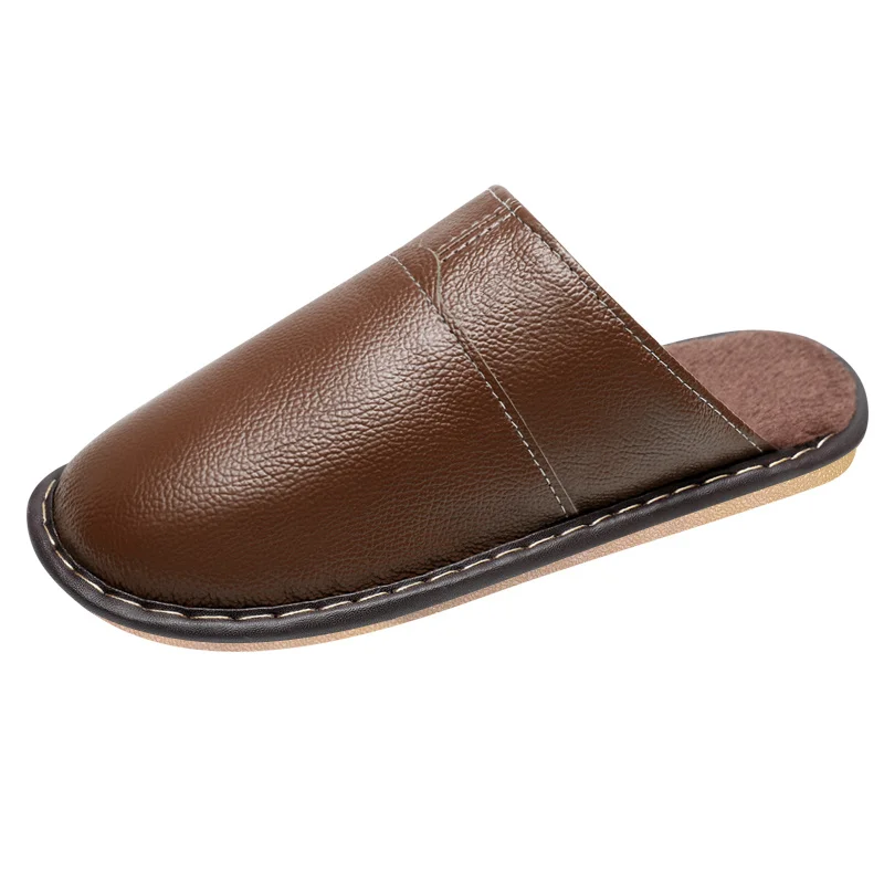 Marca casa chinelos de couro masculino e feminino artesanal ponto chinelos de pele interior conciso casais slides de pelúcia antiderrapante quarto