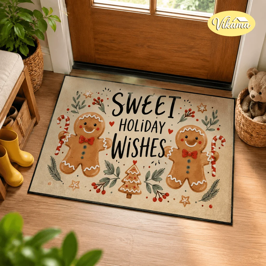 VIKAMA's New Christmas Carpet For Entrance Hall, Interior, Living Room, Bedroom And Bathroom Easy To Clean Rug For Home Decor
