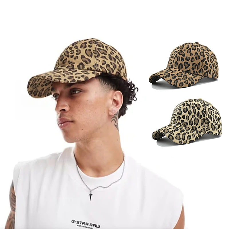 Lato Mężczyźni Kobiety Czapka z daszkiem Leopard Print Snapback Hat Bawełniana regulowana czapka hip-hopowa Outdoor Sports Trucker Caps Sun Hats
