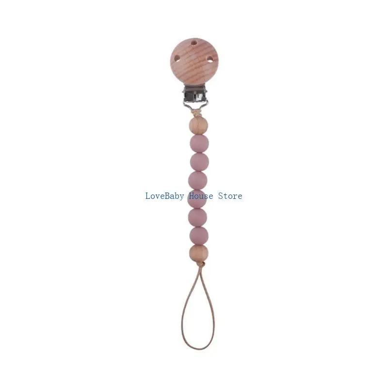 

BX0D Newborn Pacifier Clip Chain Silicone Beads Dummy Nipple Soother Holder