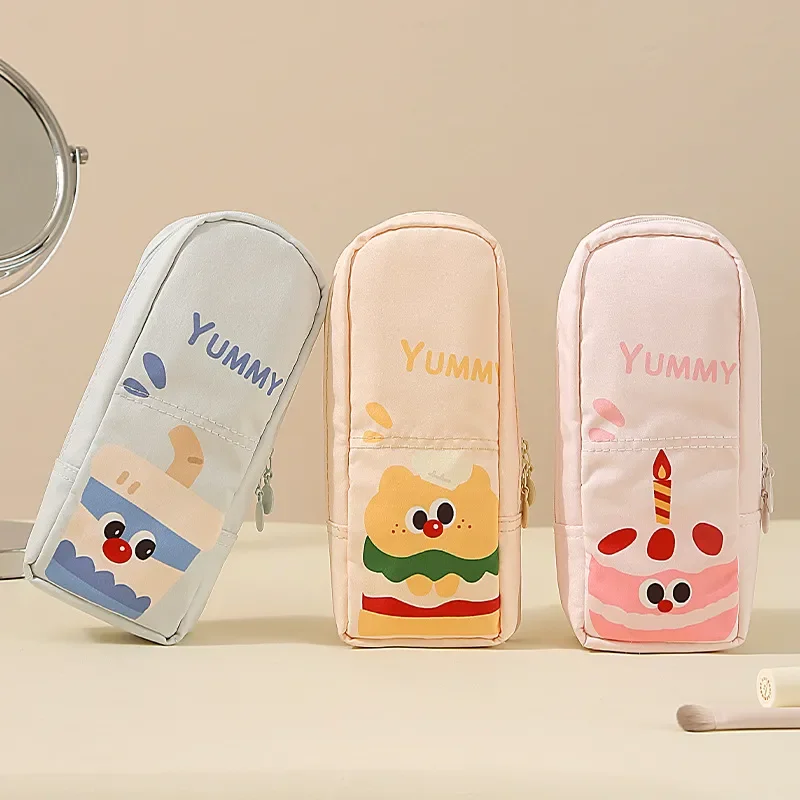 Makeup Brush Storage Bag Vertical Organizer High Capacity Cosmetic Pouch for Eyebrow Pencil Eyelash Cleansing Cute Cartoon