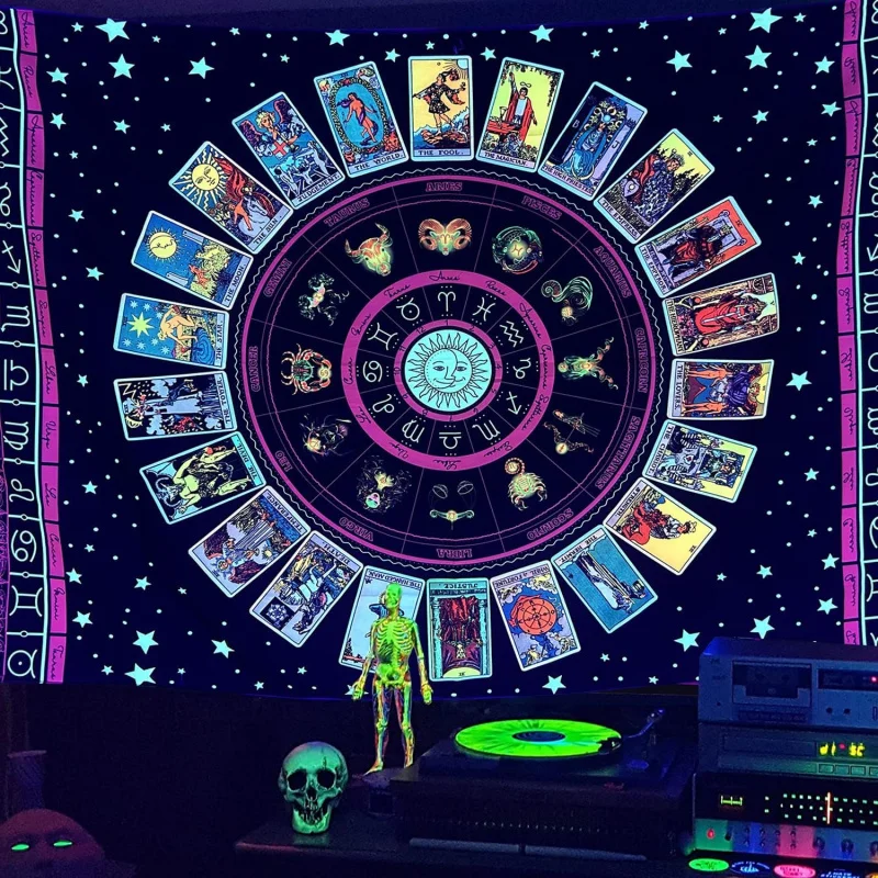 VIKAMA Astrology Tarot Tapestries, Zodiac Spiritual Tapestries, Living Room And Bedroom Home Decorations, Easy To Install