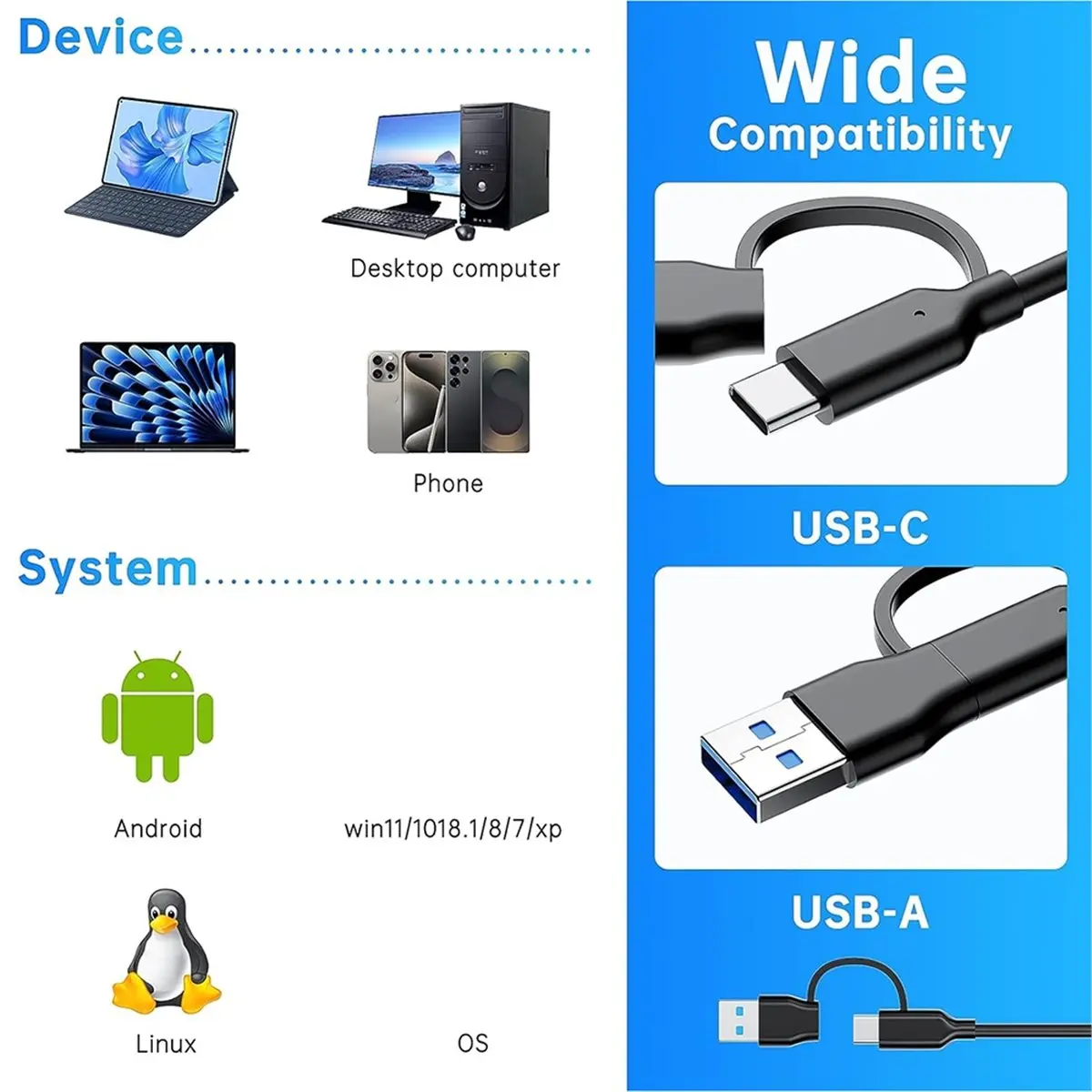

[VALUE PACK]Type A Card Reader USB 3.2 Gen2 10Gbps, 2-in-1 USB-C & USB-A Express Type A Adapter, Not for XQD