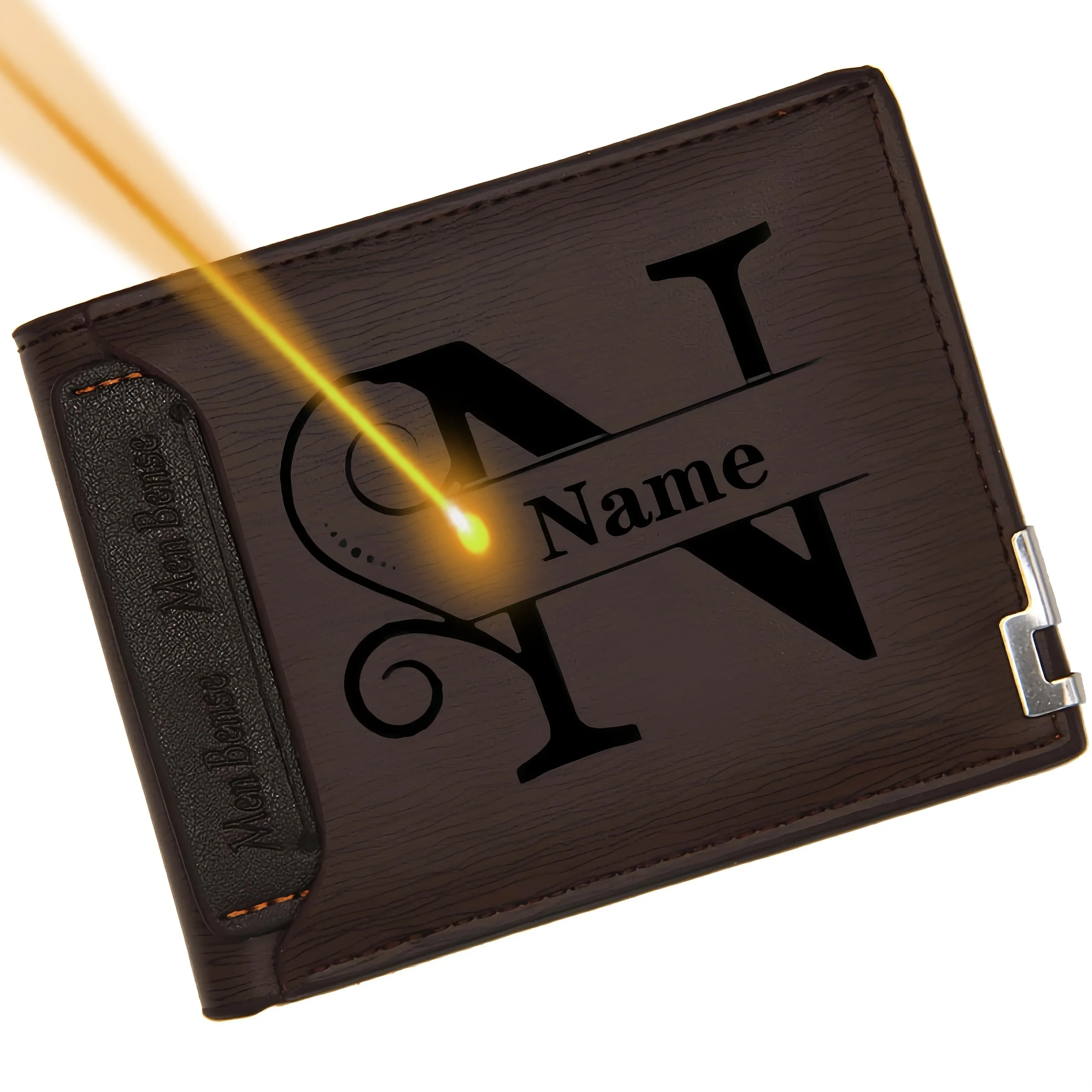 

Personalized Men's Wallet Engraved Initials & Name Logo Text Customized Gift for Birthday Anniversary Father's Day Christmas