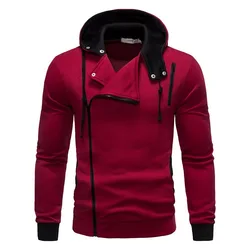 New Men's Patchwork Color Hoodies Casual Zipper Hooded Sweatshirts