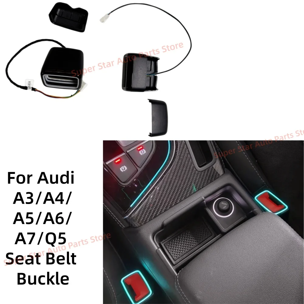 LED For Audi A3/A4/A5/A6/A7/Q5 Seat Belt Buckle Multicolor Ambient Light Safety Belt Buckle Car Interior Modification Accessory