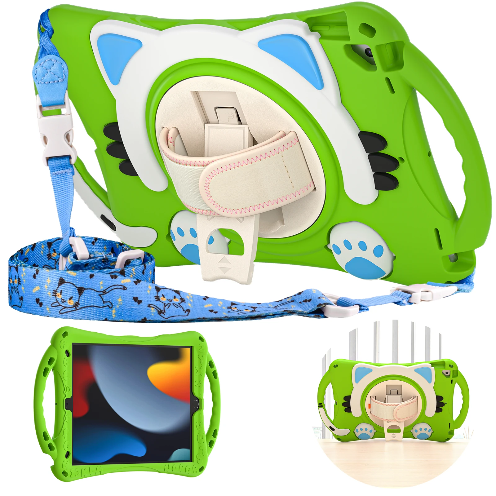 

For iPad mini 1 6 5 4 Case Shockproof Kids Tablet Covers For iPad 10 2022 Pro12.9 2018 Air4 9.7 2017 Funda With Shoulder Straps