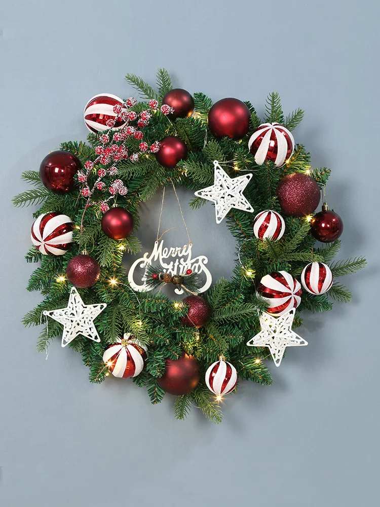 Christmas wreath door hanging 50cm rattan ring new decorative rattan 2m Christmas decorations ornaments Christmas