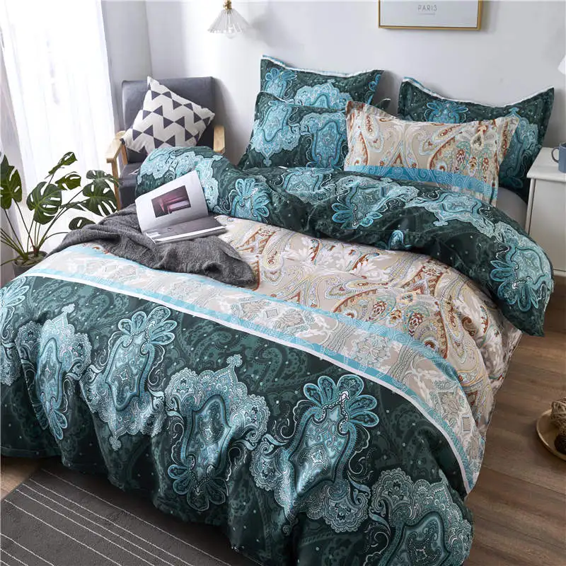 

Bohemian Style Color Green Stripe Bedding Duvet Cover And Pillowcase, Family Bedroom Decoration Set,Single/DoubleFull/Queen Size