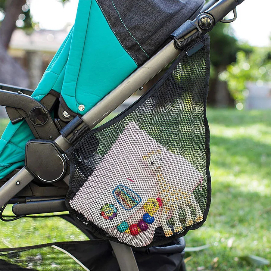 

Large Capacity Baby Stroller Side Mesh Bag Toddler Toy Diaper Feeding Bottle Storage Bag Baby Stroller Hanging Black Mesh Bags