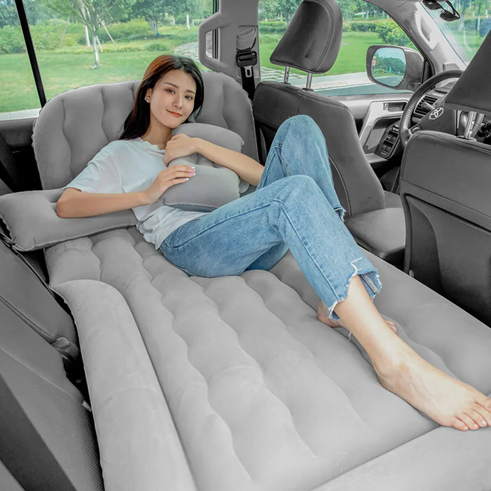 New Car Inflatable Bed Air Travel Mattress PVC and Flocking Car Inflatable Bed Adults Beige Black Gray