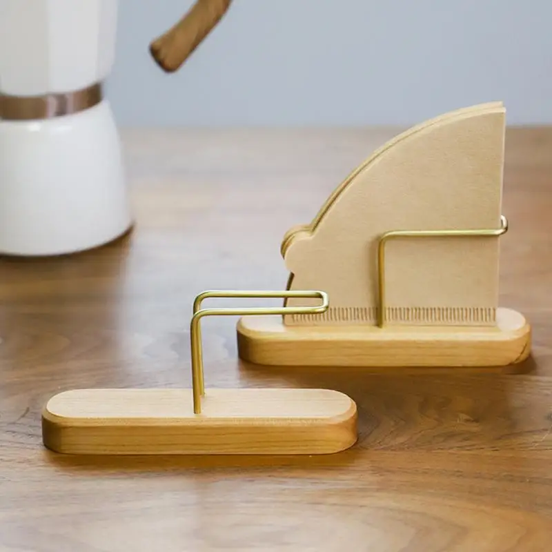 Coffee Filter Container Wood & Brass Cone Coffee Filter Holder Coffee Filter Dispenser Coffee Filter Organizer For Coffee tool