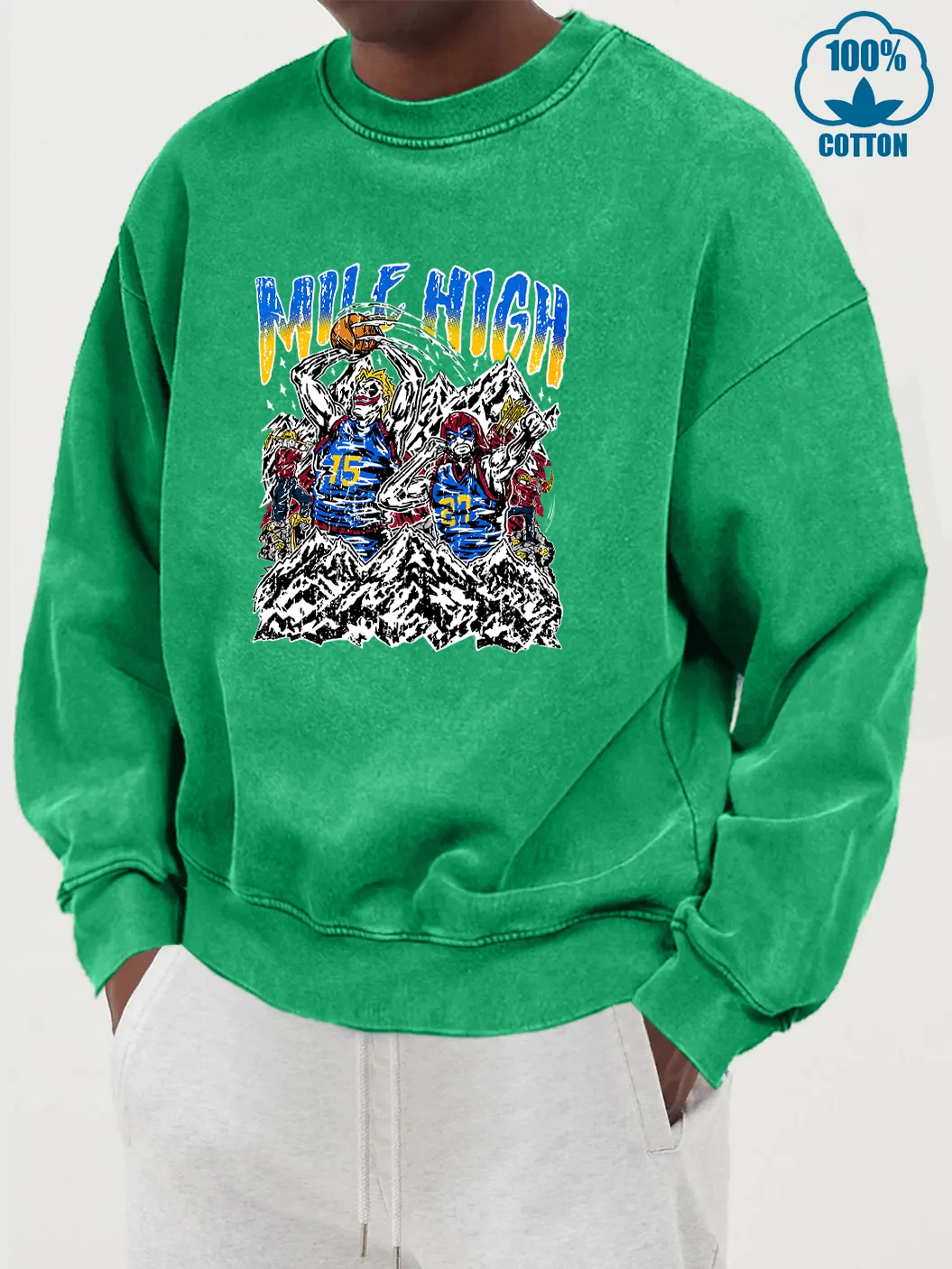 ميل هاي ماونتن رياضي يطبع الرجال غسلها ملابس قطنية الخريف فضفاض البلوز بسيط مريح بلوزات الشارع الهيب هوب القمم #4