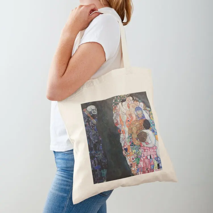 Death and Life (1910-1915) By Gustav Klimt Tote Bag shopping bags foldable Big bag shopping bag