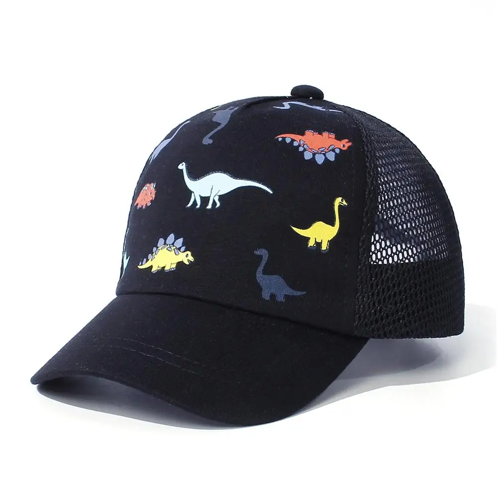 Adjustable Toddler Baseball Hat 1-5Years Dinosaur Printed Mesh Baseball Hat Quick Drying Beach Sun Cap for Kids for Boys Girls