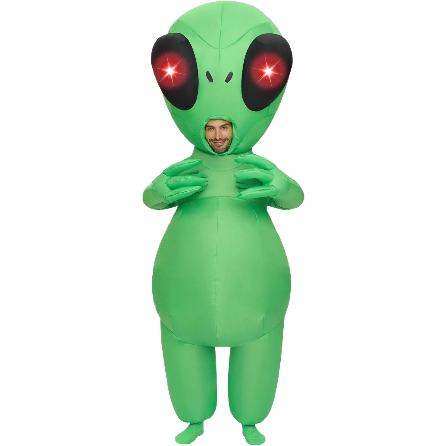 

Adult Alien Inflatable Suit with Glowing Eyes Funny Cosplay Costume Christmas Festival Party Dress Up Performance Props