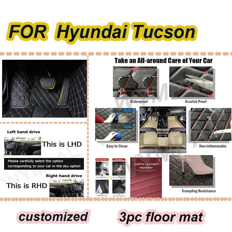

LUXURY Car Floor Mats For Hyundai Tucson NX4 2024 2023 2022 2021 Auto Interiors Accessories