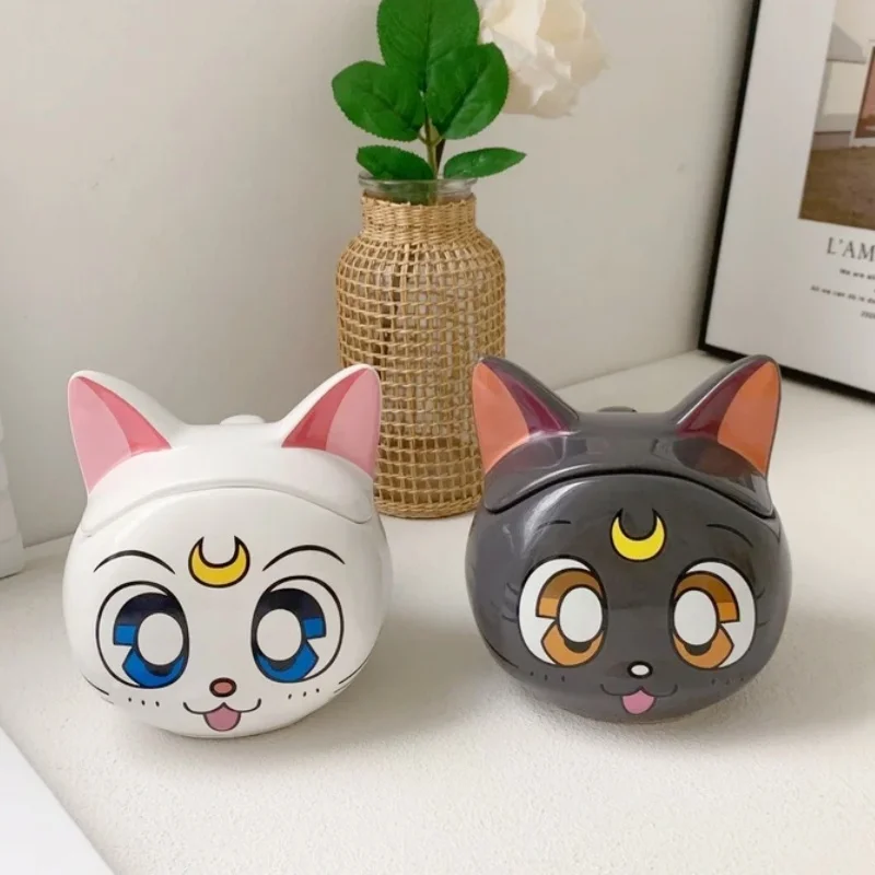 

Новое поступление керамические кружки Moon Cat черная белая мультяшная кружка с ручкой аниме милая чашка для питья воды молока Рождественские украшения подарки