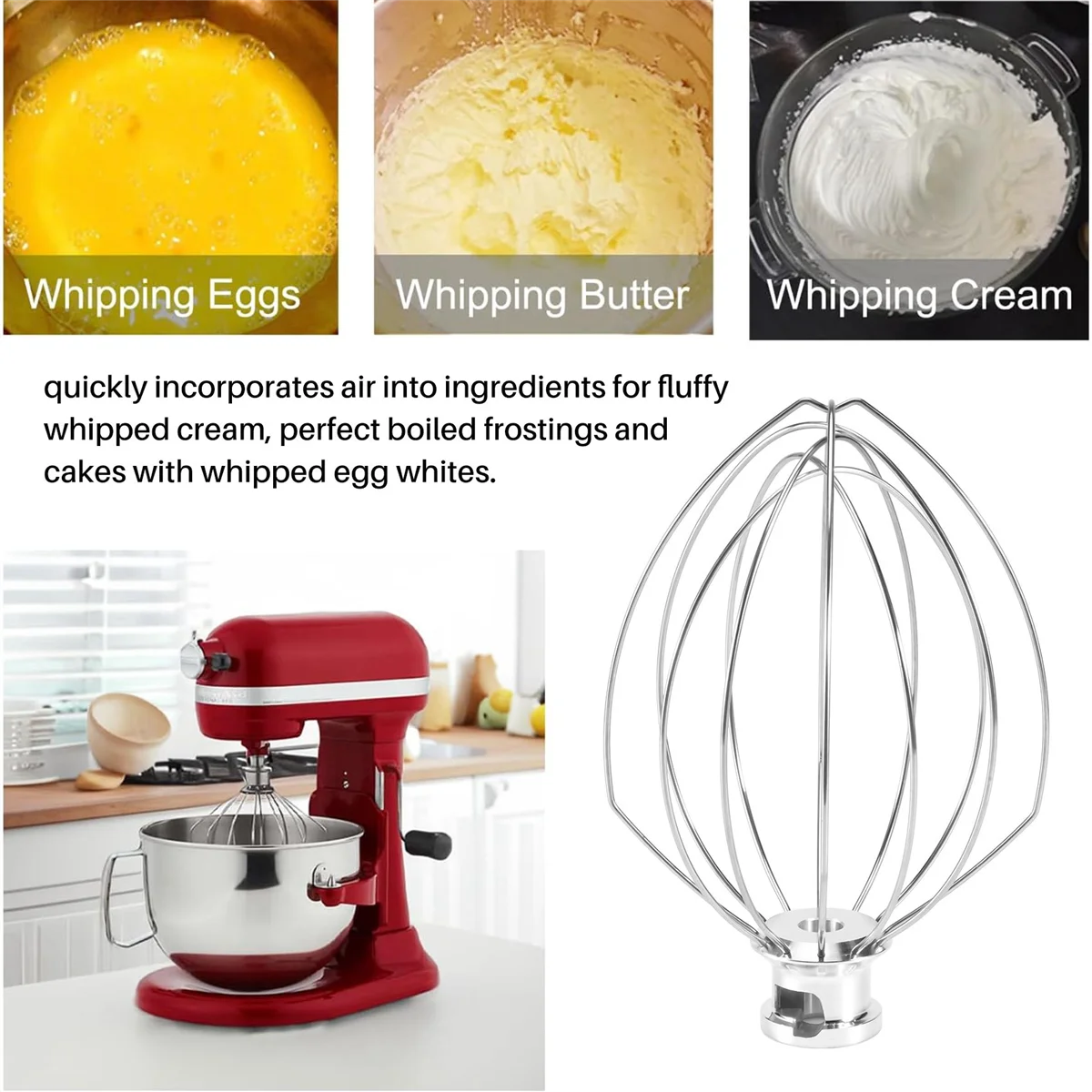 Accesorio de látigo de alambre para mezclador de soporte de inclinación, accesorios agitadores de crema de huevo K5AWW 5 Quart KSM50, KSM5