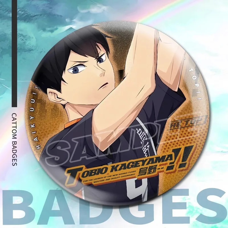 58 مللي متر Kageyama Tobio Oikawa Tooru أنيمي شخصية Bagdes الساخن بيع شعبية مجوهرات عصرية قسط للجنسين لتقوم بها بنفسك الدعائم