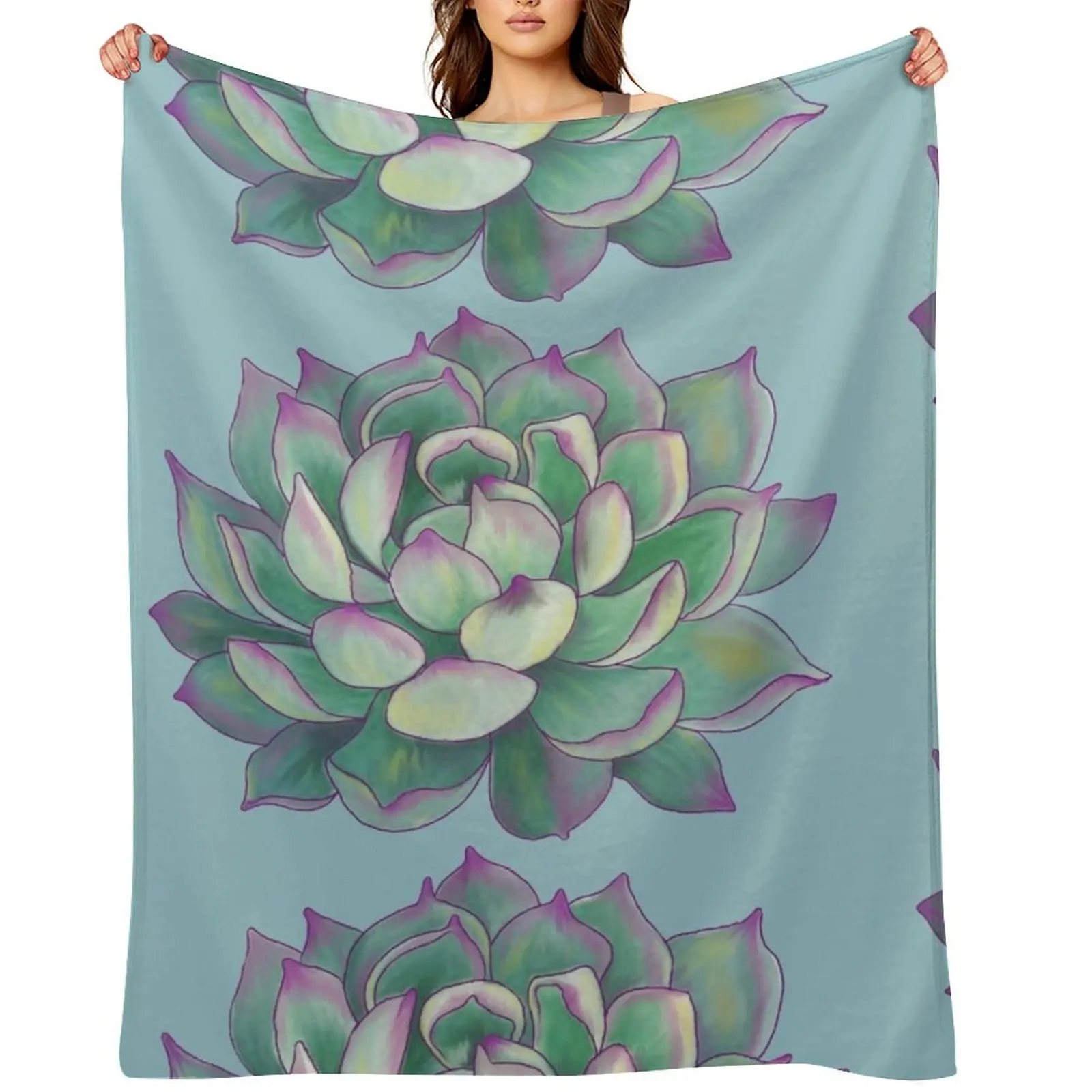 

Succulent plant Throw Blanket Comforter Sofas Large funny gift Blankets