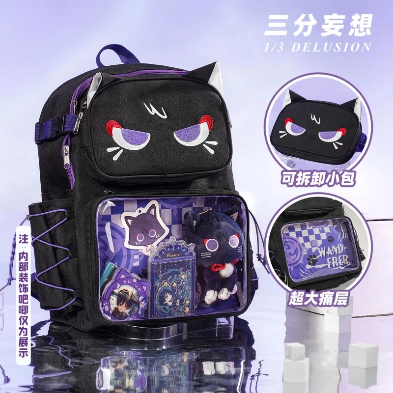 

Genshin Impact Wanderer Schoolbag Scaramouche Backpack Large Capacity Detachable Pain Bag For Primary Secondary Students