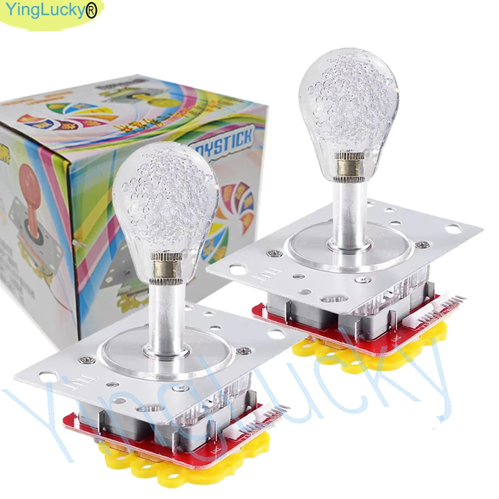 LED Illuminated Arcade Joystick, Dual-Plug, Colorful, 5Pin, 12V, Fit for Fishing Game Toy, Crane, Claw Machine, 2Pcs