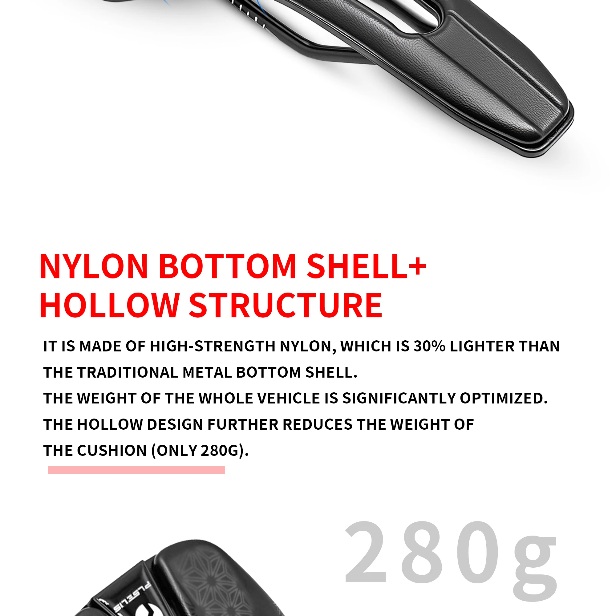 Plselis Leichter Rennrad-Sattel mit Hohlraum-Design, Atmungsaktiv, 280g, Rennrad-Zubehör – Detail 15