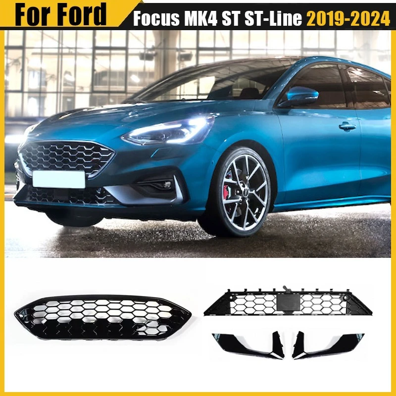 

Car Front Bumper Grille For Ford Focus MK4 ST ST-Line 2019-2024 Racing Billet Grills Facelift Light Lamp Cover Body Kits Guard