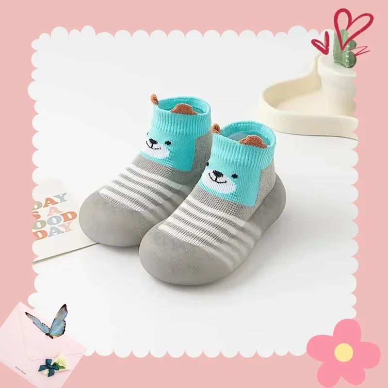 Детские нескользящие носки в классическом стиле, носки-тапочки с героями мультфильмов для мальчиков, детская обувь для детей 1-3 лет, тонкая тонкая секция на весну и осень