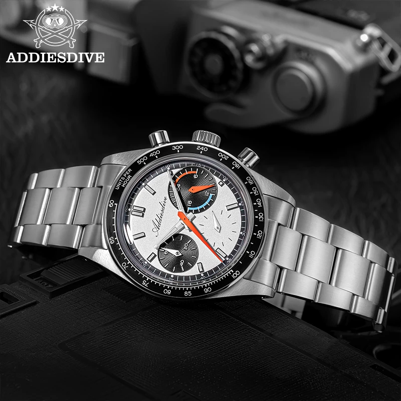 ADDIESDIVE 37mm VK63 Men's Watch Multifunction Chronograph Quartz