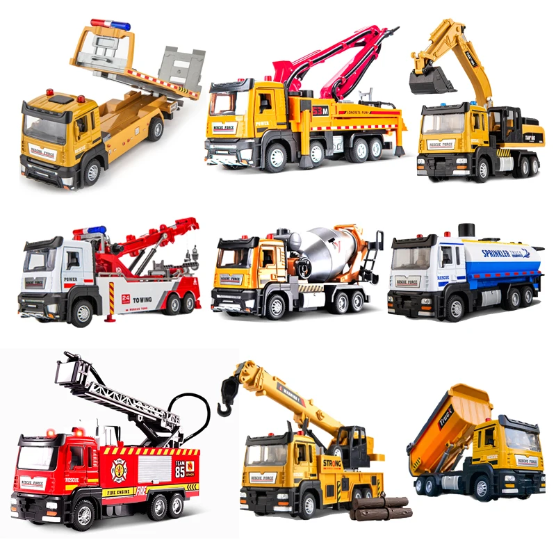 

Sound And Light Engineering Vehicle Rescue Fire Truck Series, Alloy/Plastic/Simulation Movable, Children's Toy Car Model，XT189