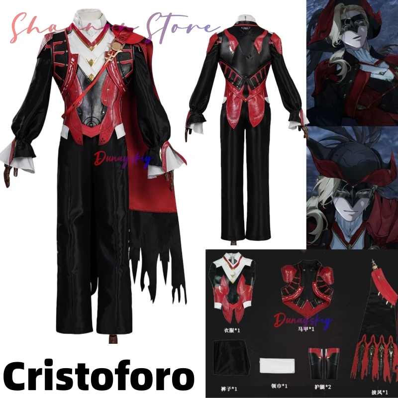 

Cristoforo Wuthering Waves Cosplay 코스프레 High Quality Leather Vest Cloak Hat Prop Halloween Christmas New Men Handsome Suit