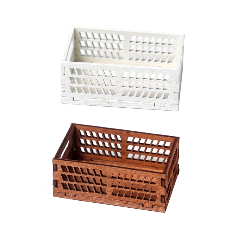 Plaything Miniature Wooden Bread Rack Cake Shelf Storage Box Decor Accessories White