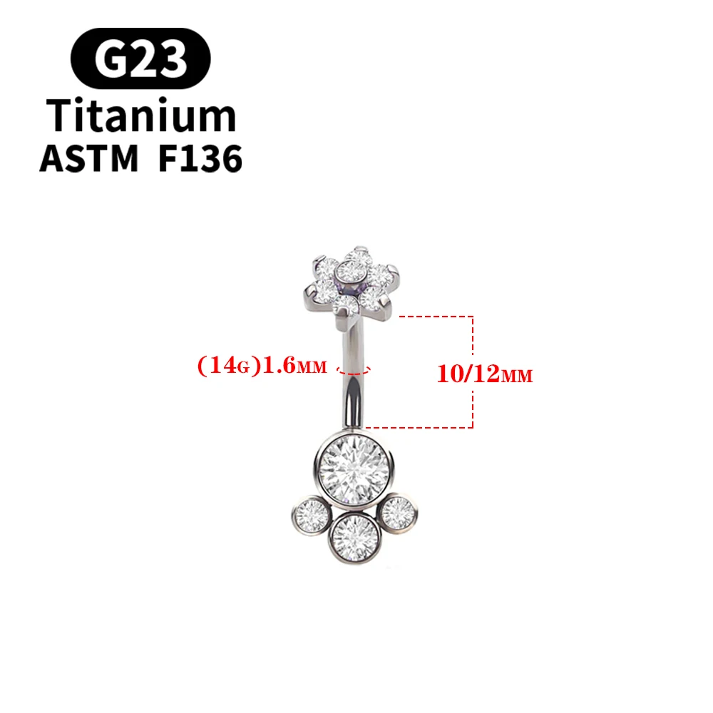14G Fashion Simple Belly Button Rings G23 Titanium 5/8mm Crystal Zircon Navel Piercing Woman Sexy Body Jewely Wholesale