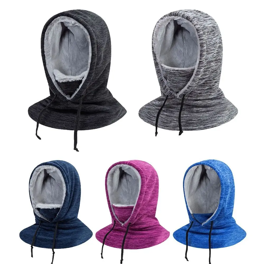 

Casual Windproof Coldproof Winter Cap Warm Thick Plush Mask Hat Scarf Set Fluffy Hooded for Women Men