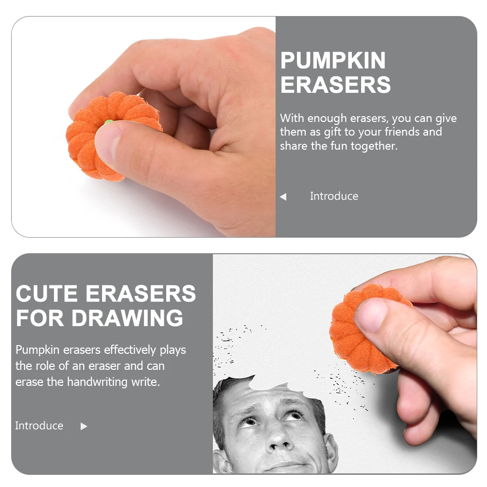 

20pcs Pumpkin Shaped Erasers Mini ange Cute Cartoon Halloween Bulk Drawing Eraser Gifts Kids Toy Rubber Eraser