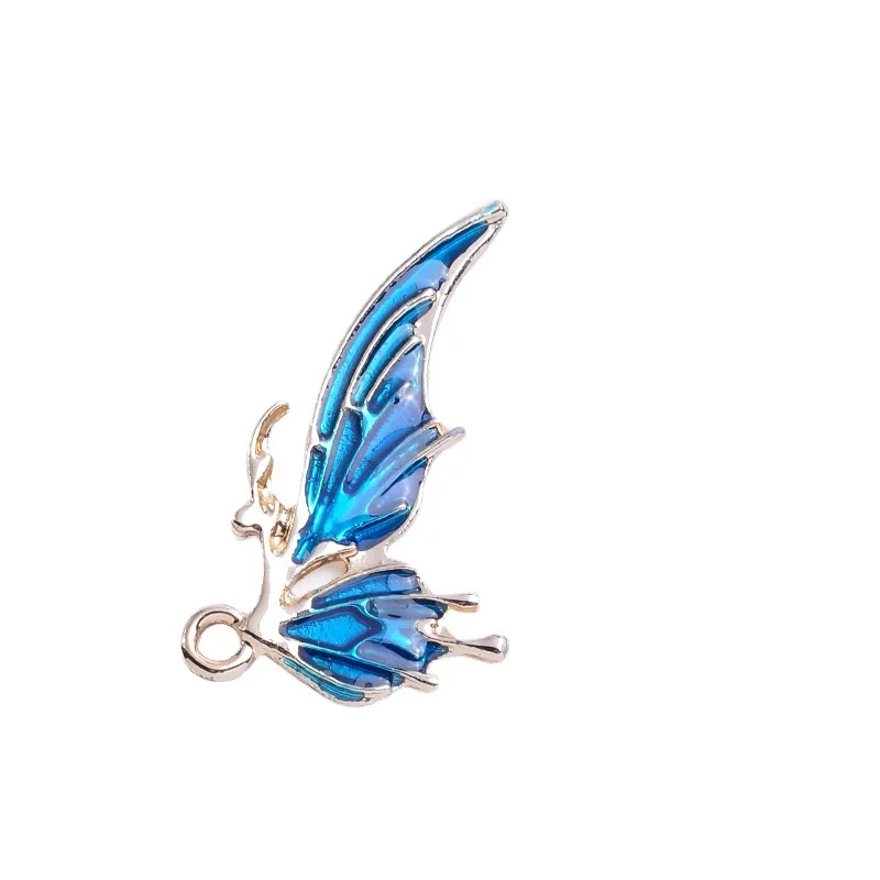 100Pcs sets DIY handmade hair hairpin left right symmetrical butterfly pendant three-color transparent oil dripping wholesale