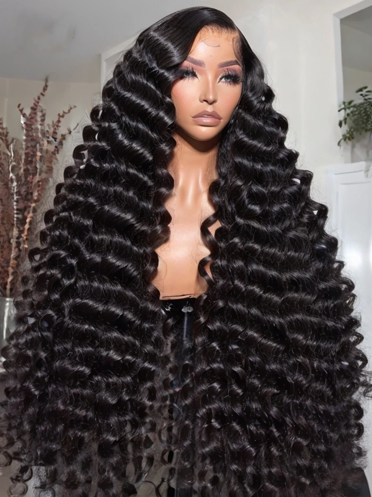 

Lakeisha 220 Density Curly Human Hair Wigs 30 40 Inch Loose Deep Wave 13x6 HD Lace Frontal Wig Preplucked Raw Remy Indian Hair