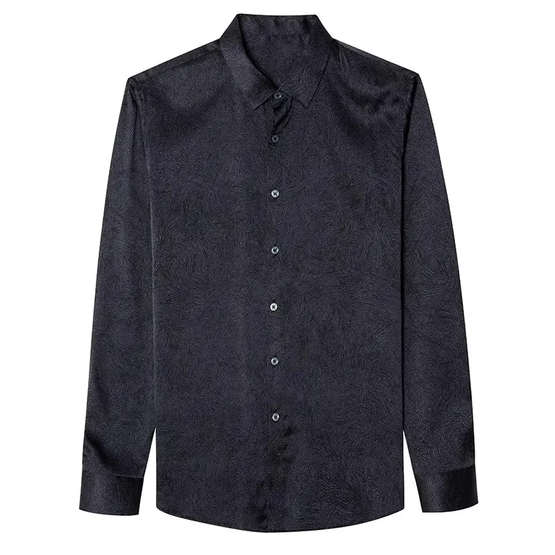 

Smart Casual Classy Silk Shirts For Men Long Sleeve Lightweight Summer Top Quality Smooth Comfortable Coolness Camisas De Hombre