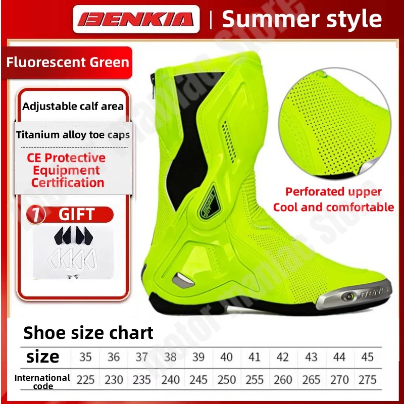 BENKIA Motorcycle Outdoor Riding Boots Summer New Style Perforated Breathable Cool Track Motorcycle Boots Racing Shoes