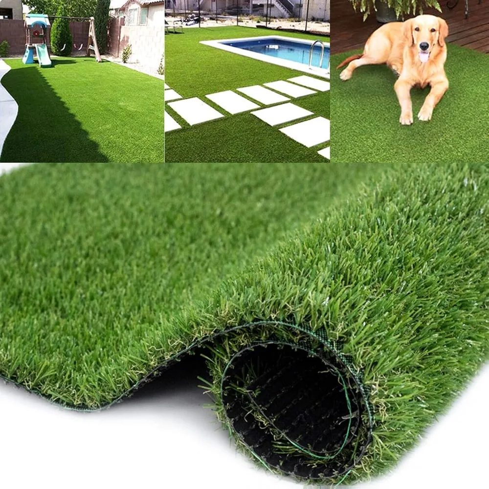 Artificial turf, 4FTX7FT indoor and outdoor artificial grass carpet, synthetic grass mat with drainage holes, used for gardens