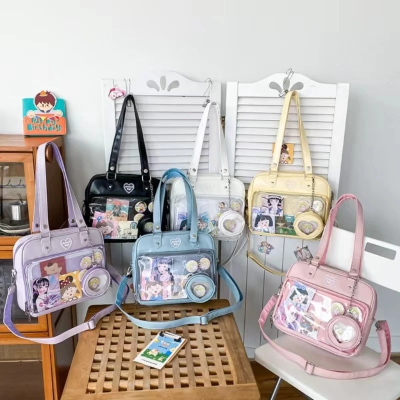 Women Japanese Style Trend Kawaii Candy Color Large Capacity Ita Bag Fashion Student Preppy Shoulder Bag Messenger Crossbody Bag