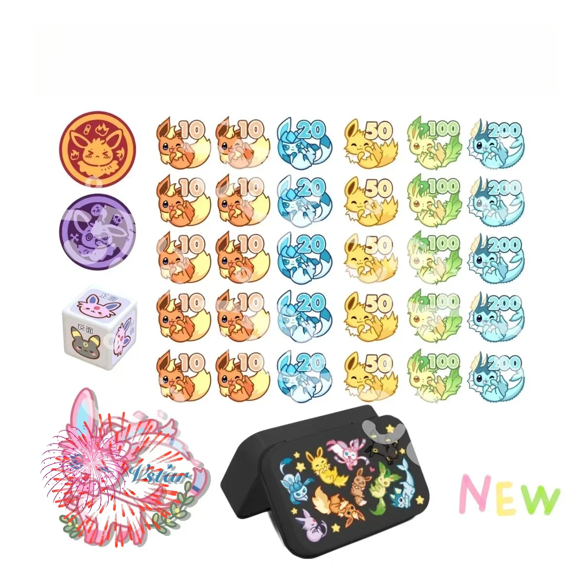 ptcg-ポケモン-ダメージカウンター-両面イーブイールーション-ダメージインジケーター-ポータブルゲームスコアリングマーカー-トレーディングカードゲーム用