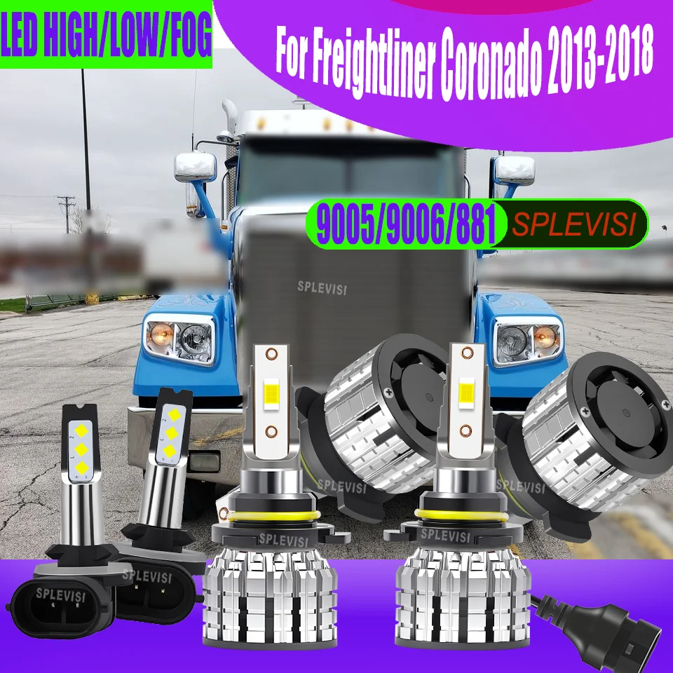 

12v Crystal Clear LED Headlight - Hi Lo - Foglamp Upgrade – Clear Vision For Freightliner Coronado 2013 2014 2015 2016 2017 2018
