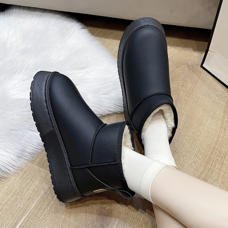 Plus Size 42 Thicken Plush Snow Boots Women 2026 Waterproof Thick Bottom Winter Boots Woman Slip On Warm Cotton Padded Shoes view 3