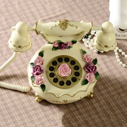 Rose Garden Antique Telephone Retro Wired Landline With Electric Display Home Landline