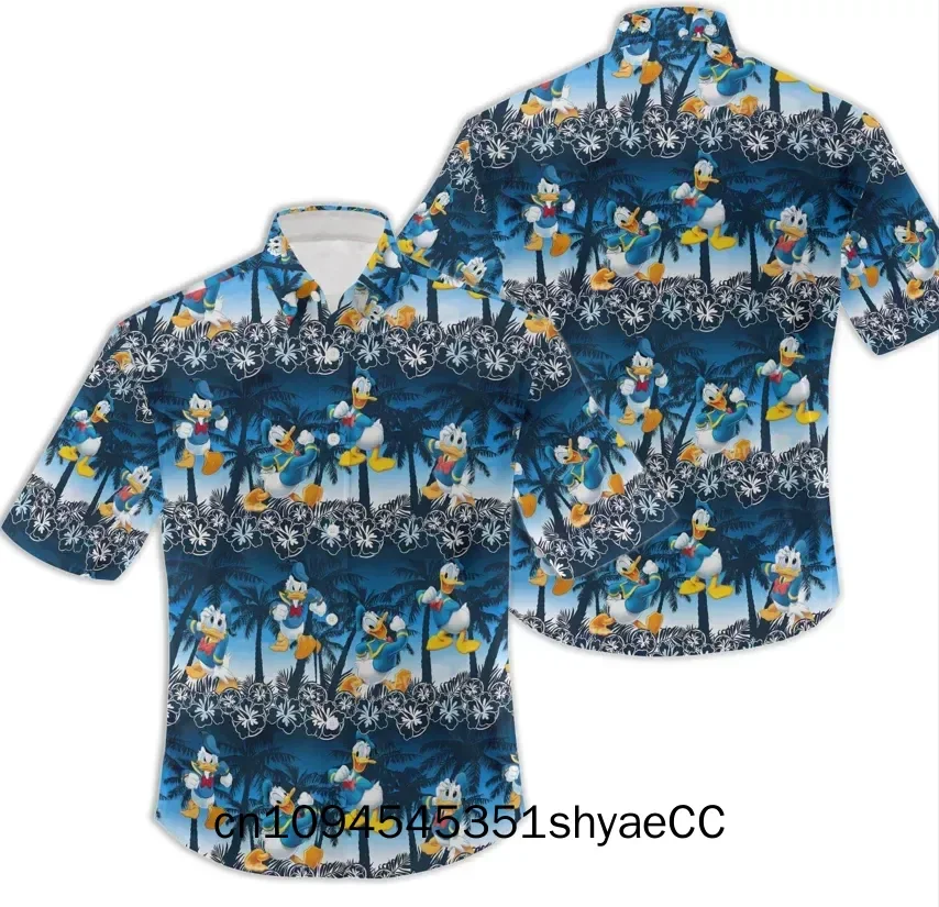 Camisa Hawaiana De Disney, Camisa De Pato Donald, Flores De Playa aloha, Camisa De Verano De Disney