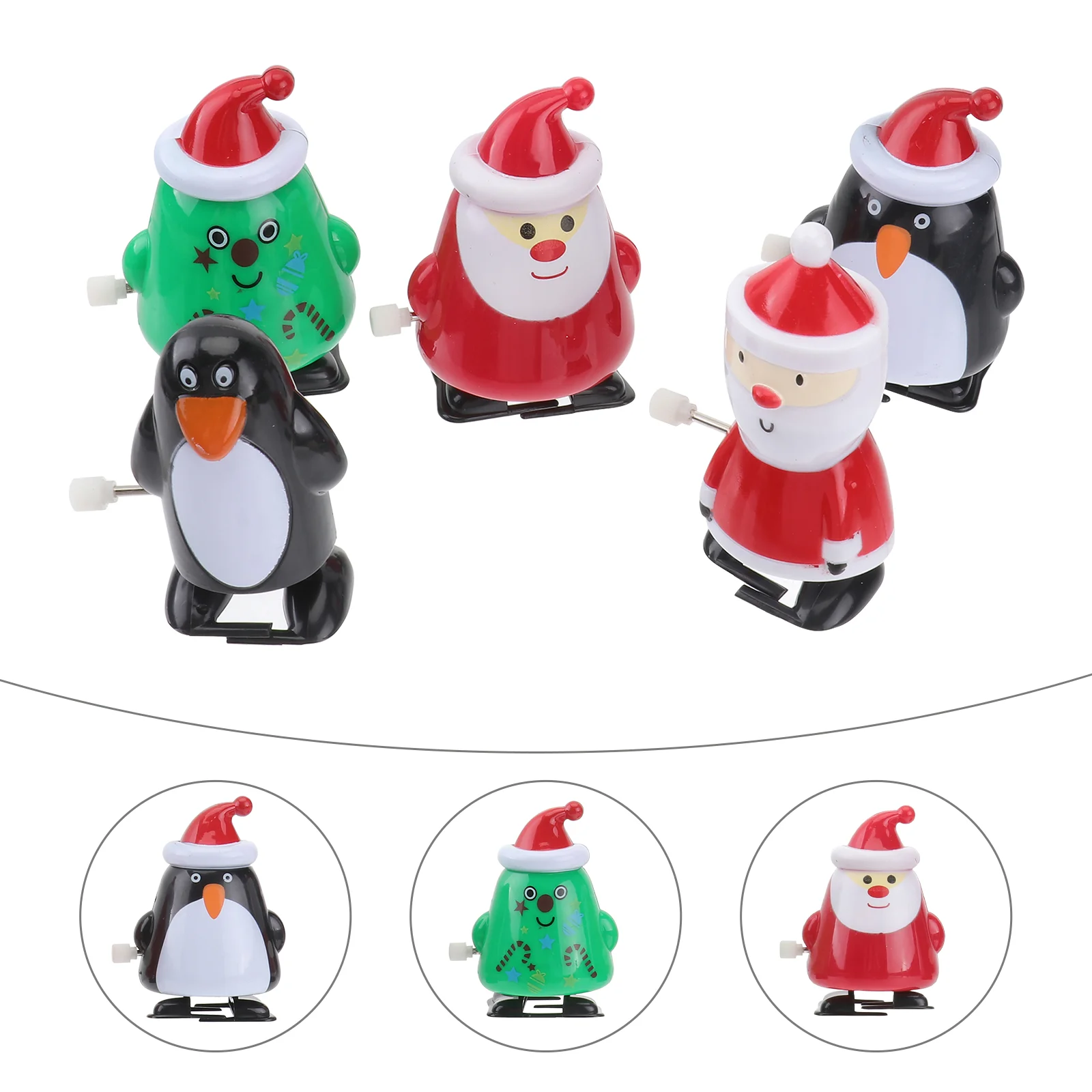 5 Pcs Santa Claus Wind up Toys Gifts for Stocking Stuffers Christmas Party Favors Mini Bags Fillers Xmas Child Childrens