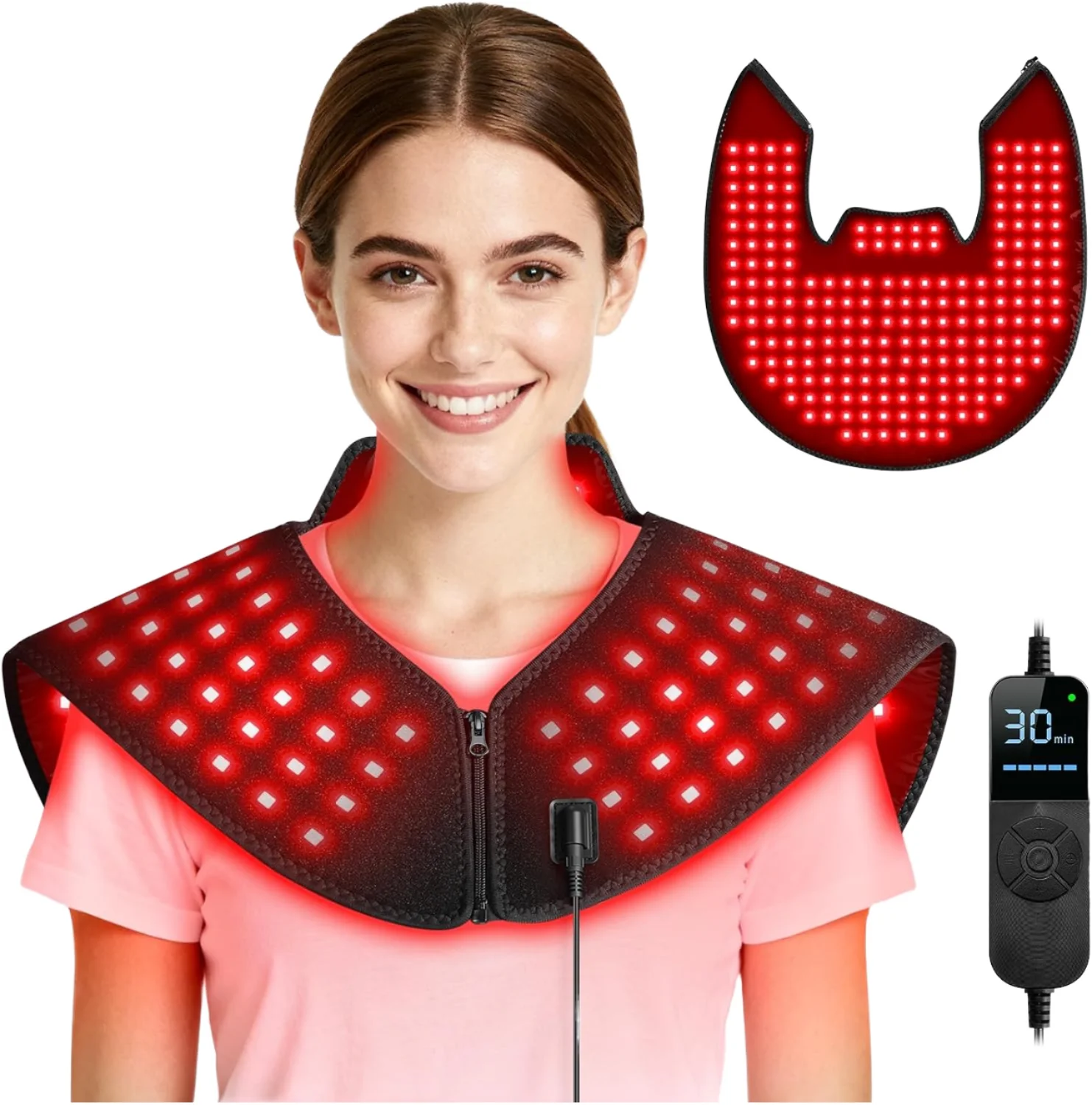 

2in1 Multifunctional Red Light & Near Infrared Therapy Shoulder Wrap Belt Pad for Home Use Body Pain Relief Neck Back